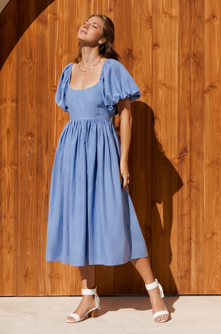 Cherie Puff Sleeve Midi Dress by ELF