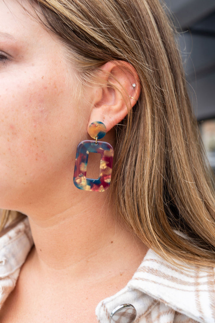 Margot Earrings - Golden Navy Maroon by Spiffy & Splendid