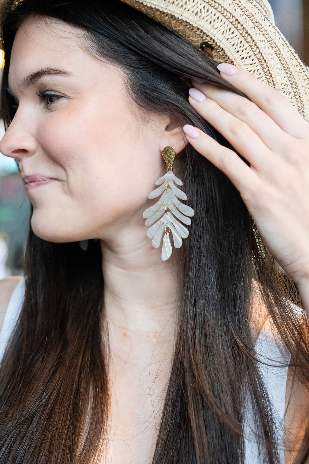 Palm Earrings - Seashell by Spiffy & Splendid