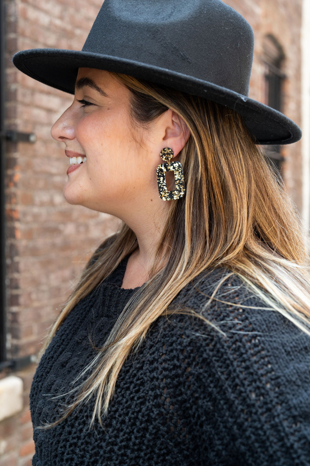 Margot Earrings - Black Gold Flake by Spiffy & Splendid