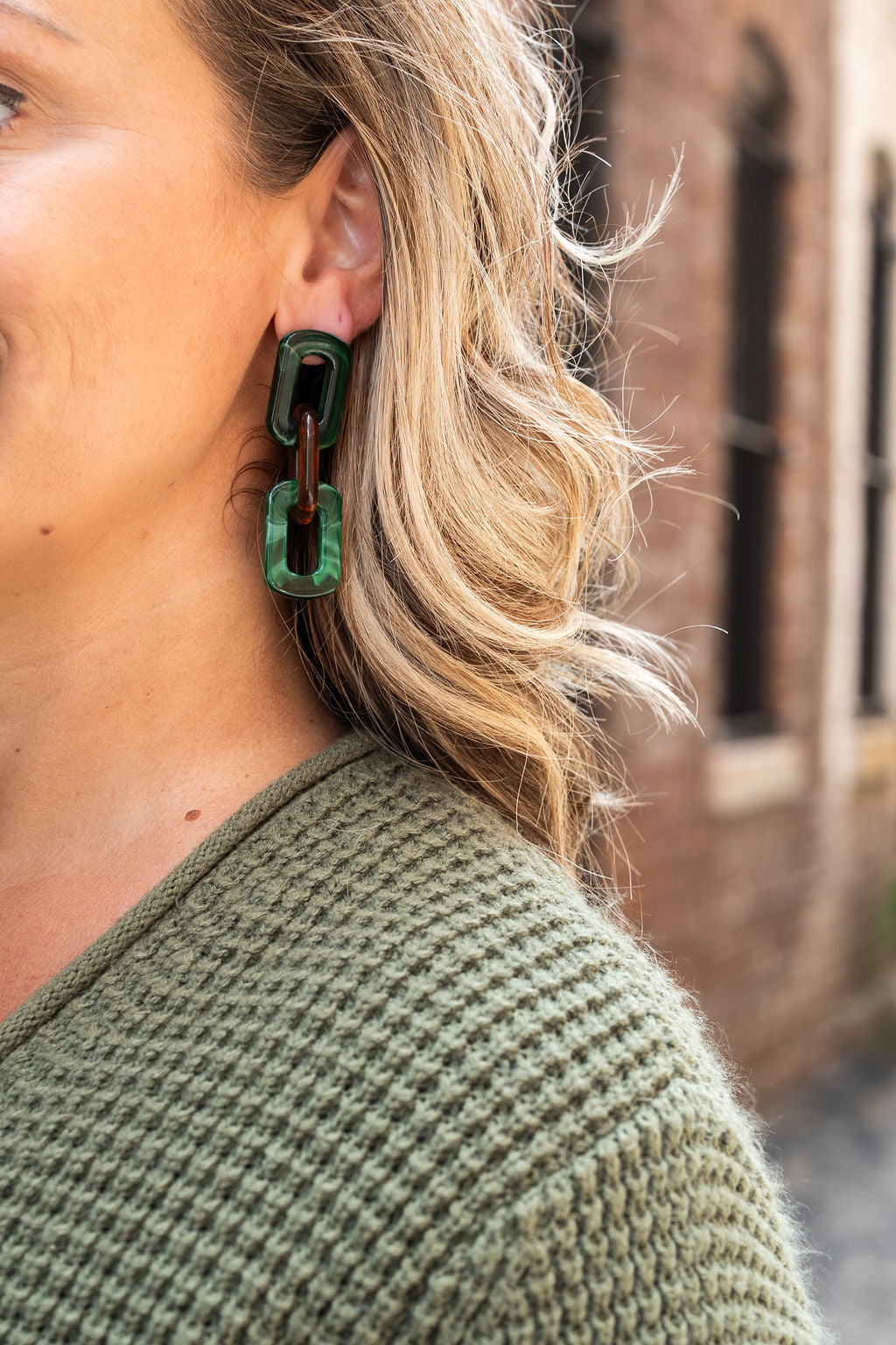 Tabitha Earrings - Forest Green & Amber by Spiffy & Splendid