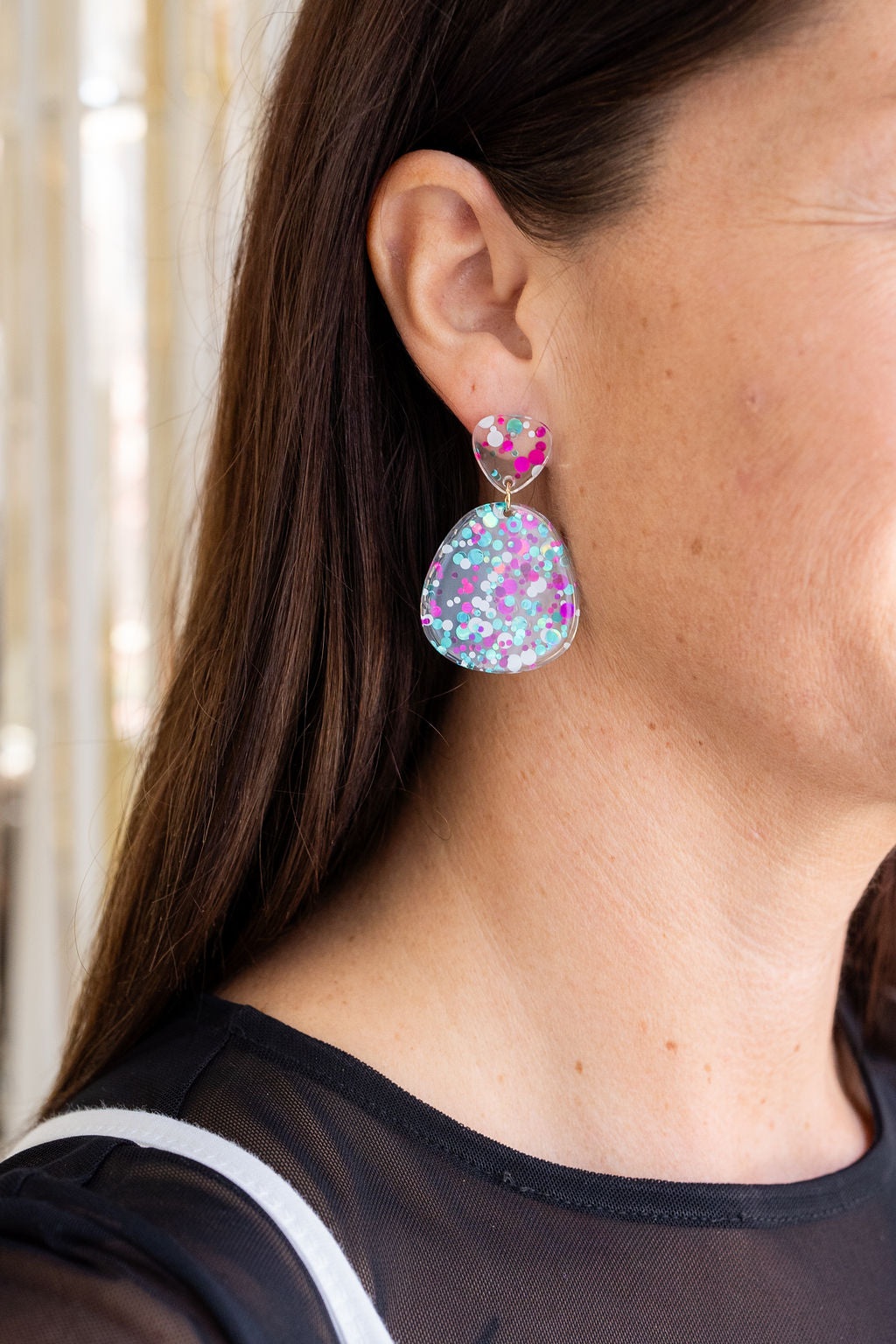 Penelope Earrings - Blue Violet Confetti by Spiffy & Splendid