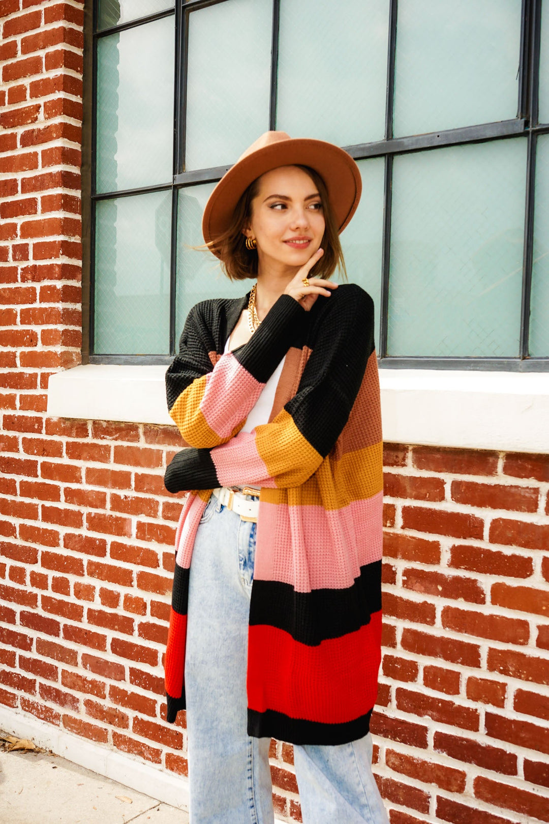 Color Block Drop Shoulder Open Front Cardigan by Knit and Lounge