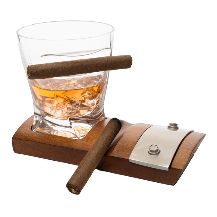 The Wine Savant Glass & Coaster & with A Unique Whiskey Glass Slot to Hold Item, Whiskey Glass Gift Set, Item Rest, Accessory Set Gift for Dad, Men Home Office Decor Gifts, Fathers Day - Chirstmas by The Wine Savant