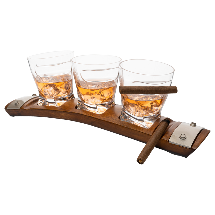 The Wine Savant Glass & Coaster & with 3 Whiskey Glasses Slot to Hold, Whiskey Glass Gift Set, Rest, Accessory Set Gift for Dad, Men Home Office Decor Gifts, Gifts for Dad by The Wine Savant