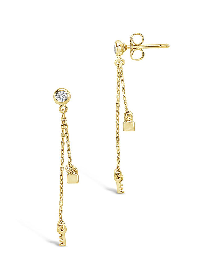 Lock and Key Dangle Stud Earring by Sterling Forever