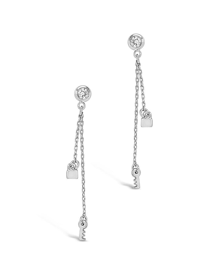 Lock and Key Dangle Stud Earring by Sterling Forever