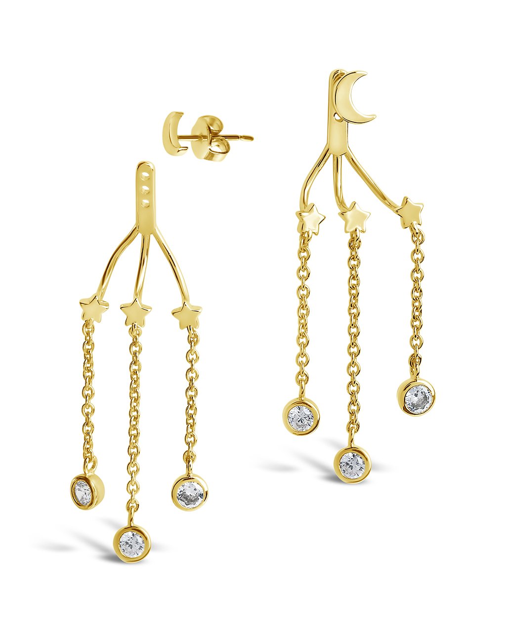 CZ Moon & Star Jacket Earrings by Sterling Forever