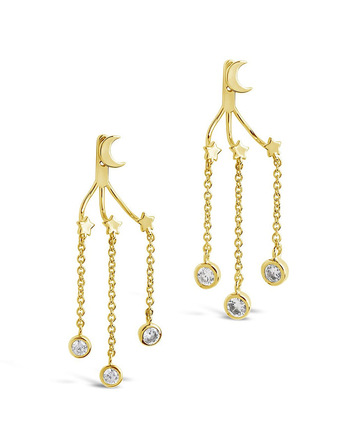 CZ Moon & Star Jacket Earrings by Sterling Forever