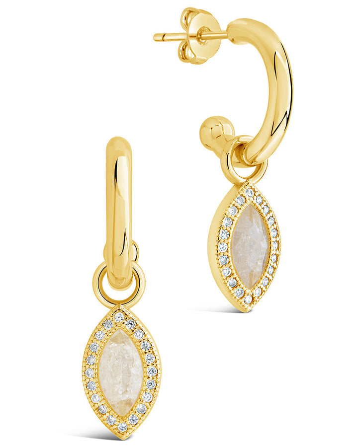 Calla CZ Charm Drop Hoop Earrings by Sterling Forever