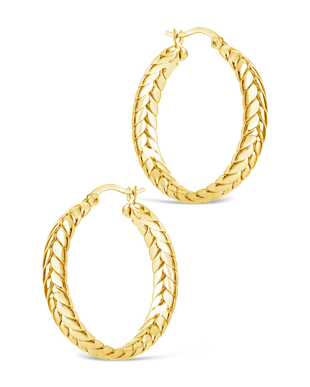 Double Row Herringbone Statement Hoop Earrings by Sterling Forever