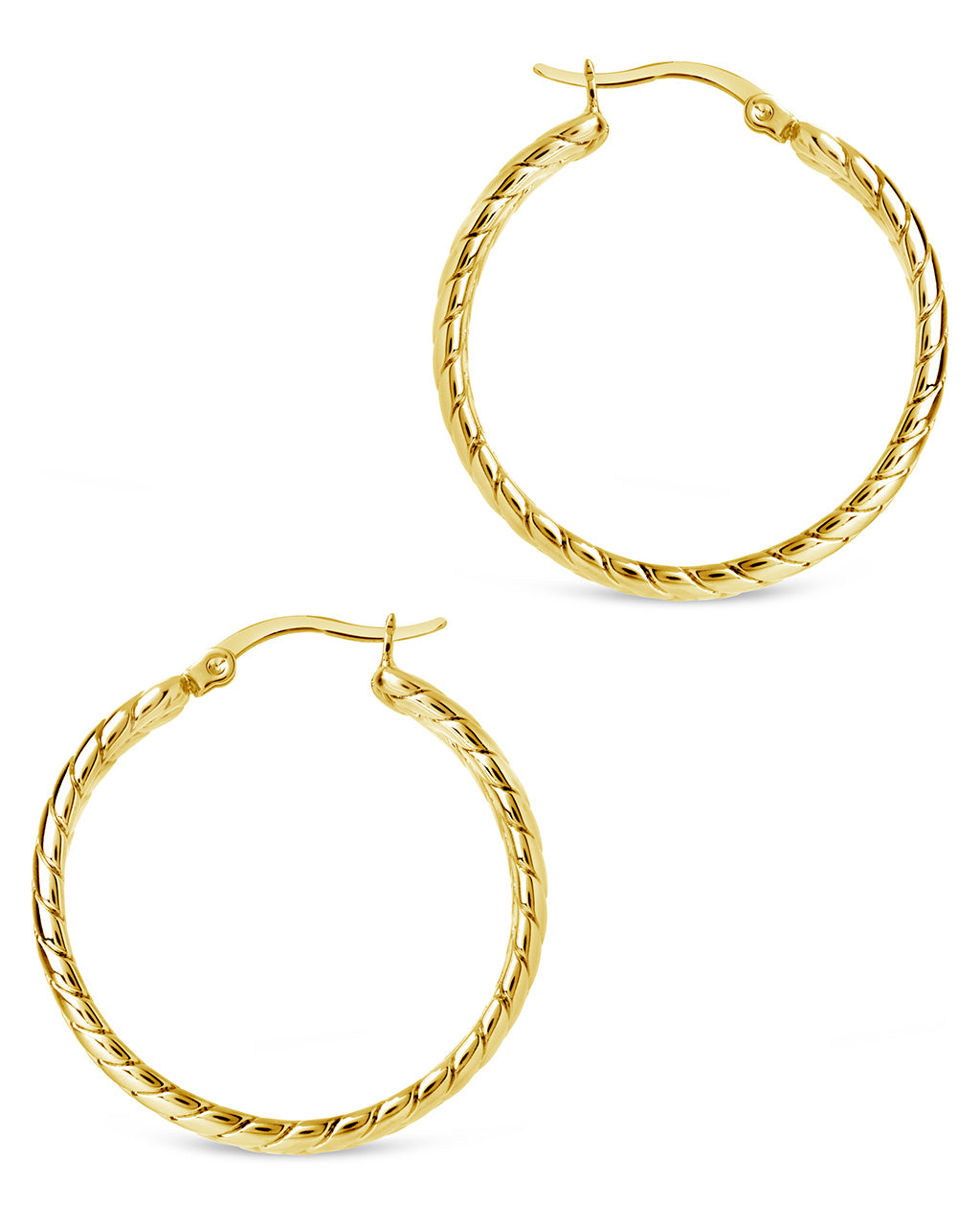 Double Row Herringbone Statement Hoop Earrings by Sterling Forever