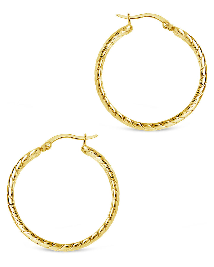 Double Row Herringbone Statement Hoop Earrings by Sterling Forever