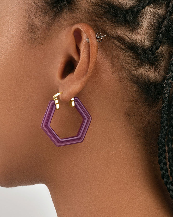 Lucite Hex Hoops by Sterling Forever