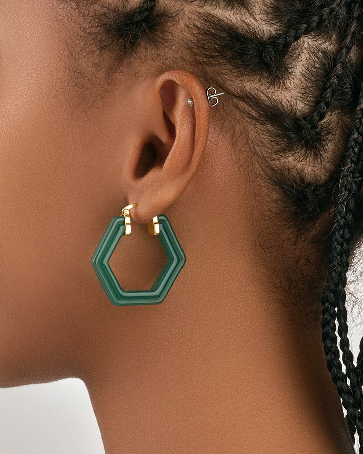 Lucite Hex Hoops by Sterling Forever