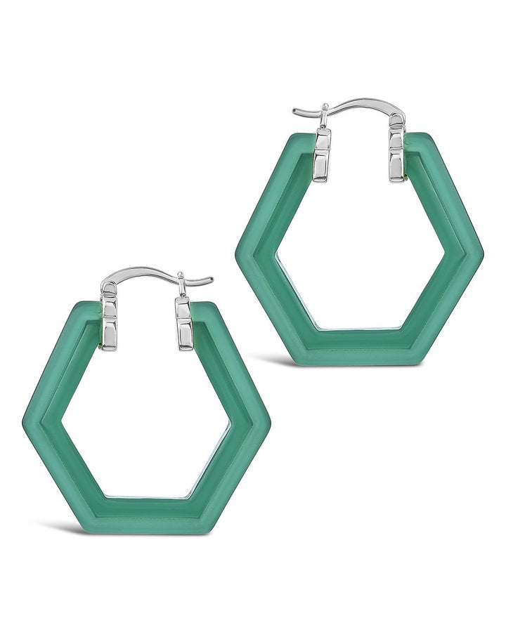 Lucite Hex Hoops by Sterling Forever