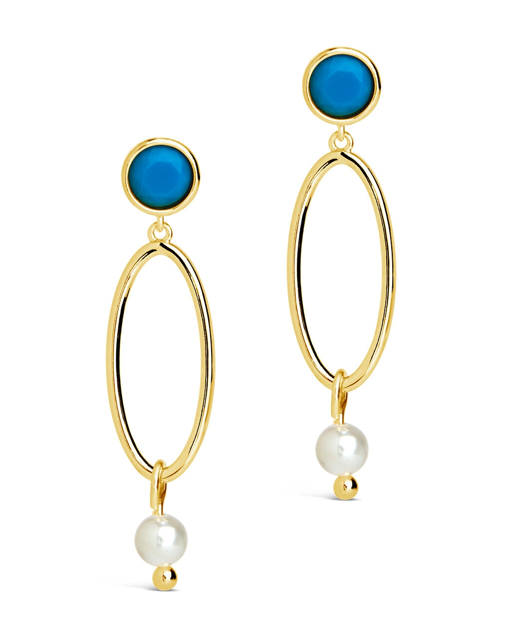 Ula Turquoise & Pearl Drop Stud Earrings by Sterling Forever