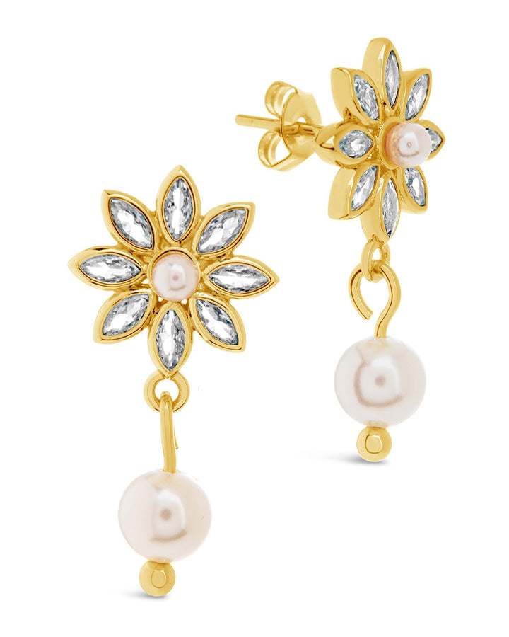 Esti CZ Flower & Pearl Drop Stud Earrings by Sterling Forever