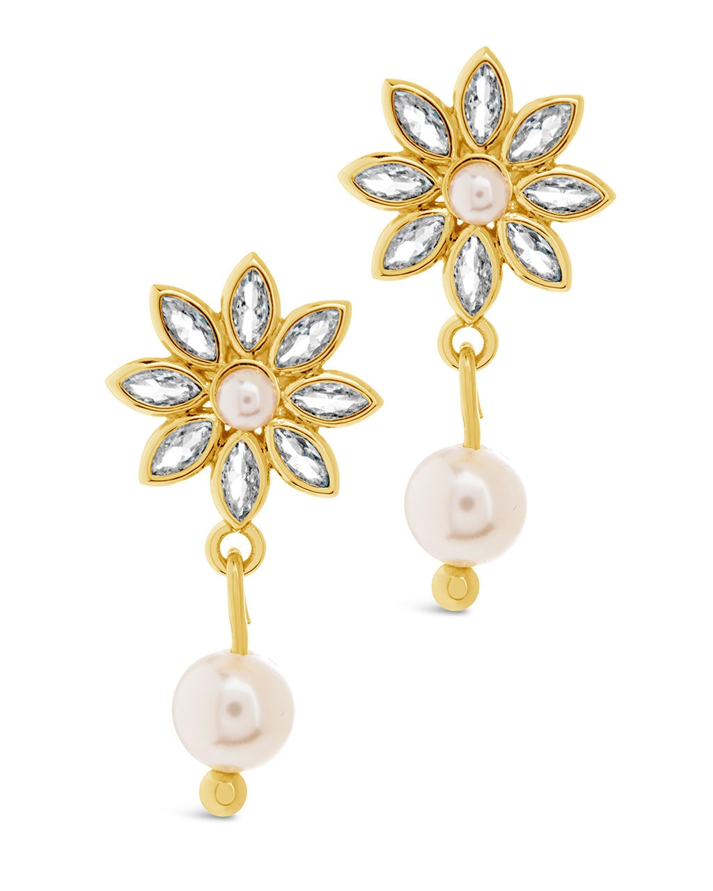 Esti CZ Flower & Pearl Drop Stud Earrings by Sterling Forever