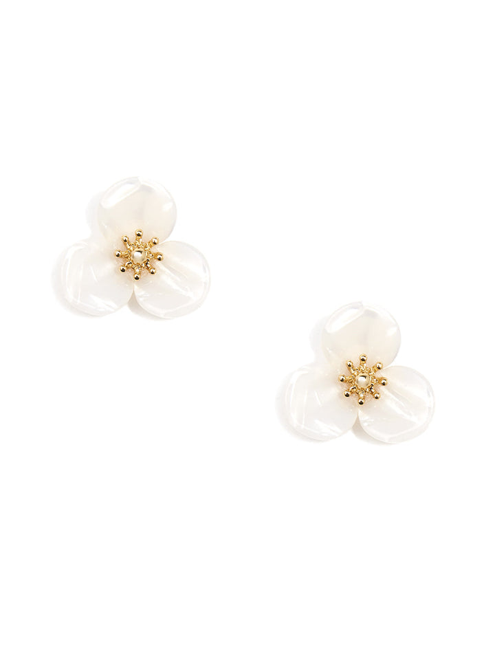 Tortoise Lotus Stud Earring by ZENZII