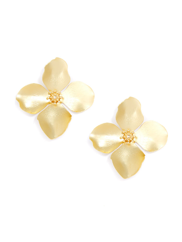 Matte Metallic Flower Statement Earring by ZENZII