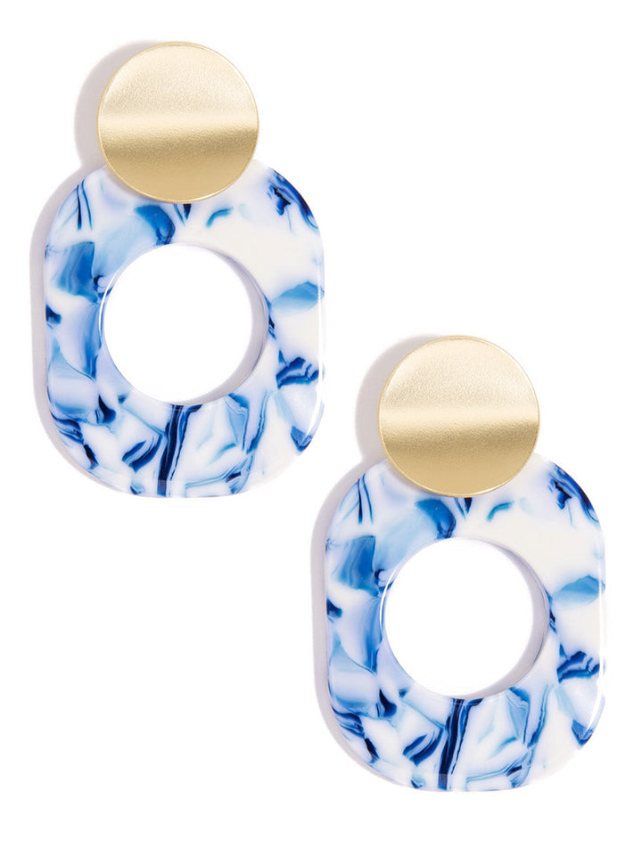 Blue Marbled Acetate Drop Earring by ZENZII