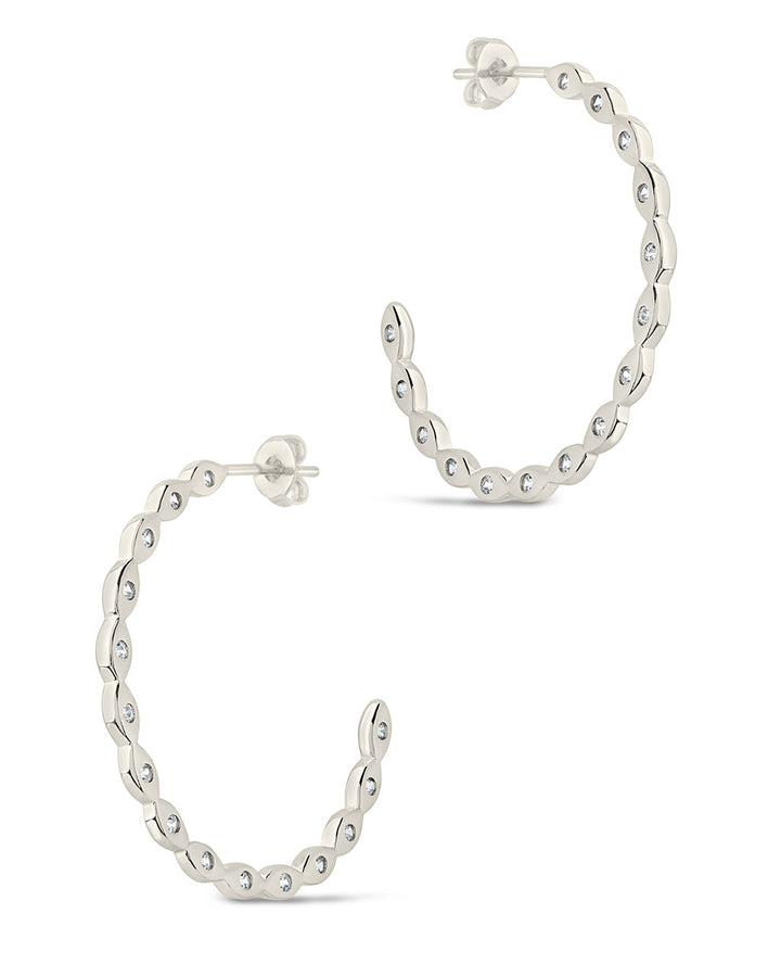 Ezell CZ Studded Hoop Earrings by Sterling Forever