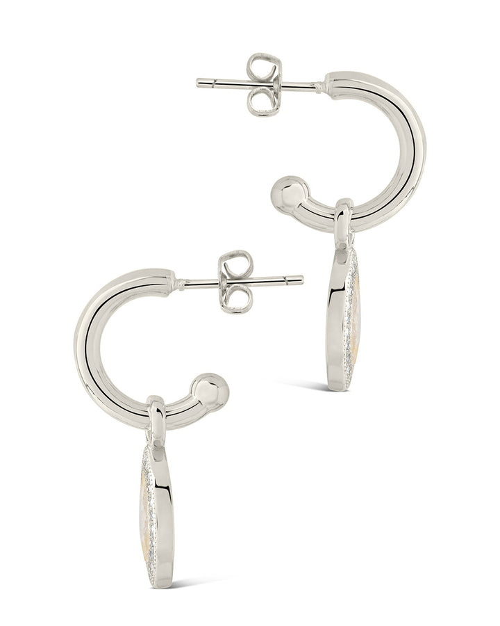 Calla CZ Charm Drop Hoop Earrings by Sterling Forever