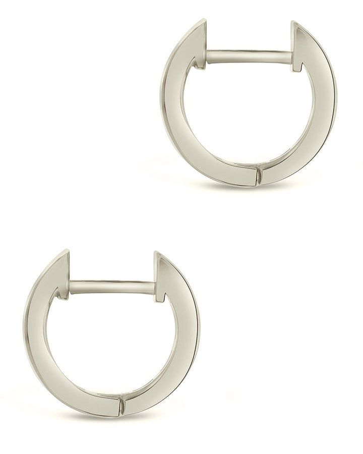 Sterling Silver CZ Baguette Micro Hoop Earrings by Sterling Forever