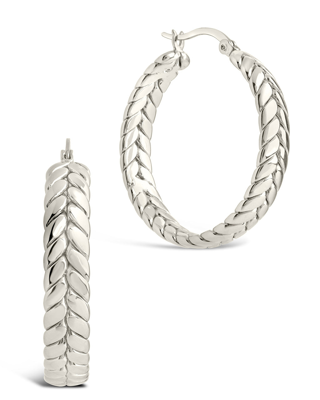 Double Row Herringbone Statement Hoop Earrings by Sterling Forever