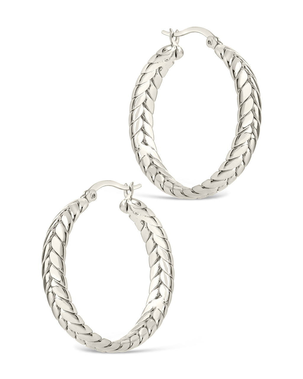 Double Row Herringbone Statement Hoop Earrings by Sterling Forever