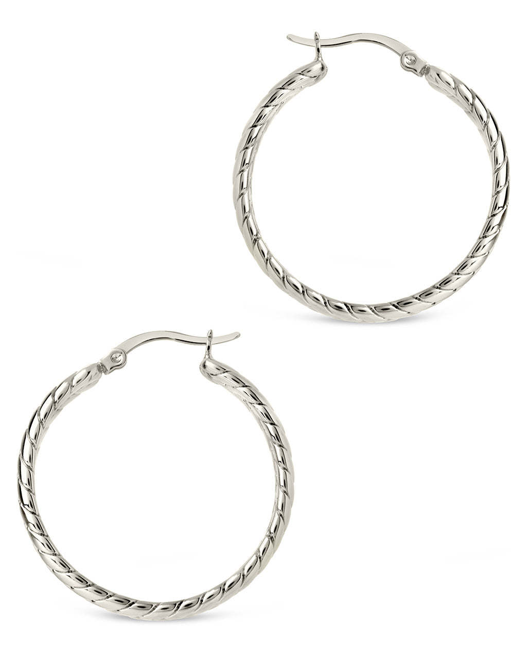 Double Row Herringbone Statement Hoop Earrings by Sterling Forever