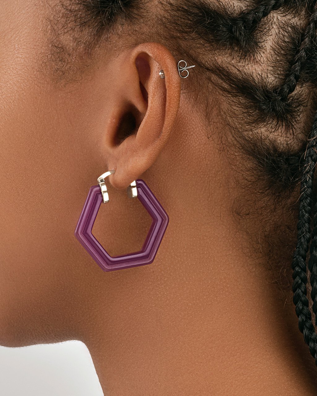 Lucite Hex Hoops by Sterling Forever