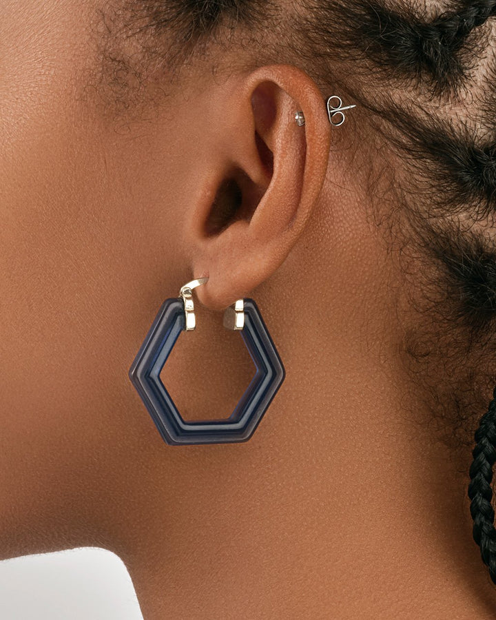 Lucite Hex Hoops by Sterling Forever