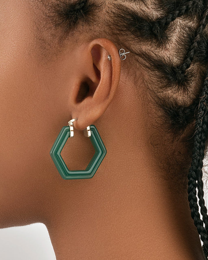 Lucite Hex Hoops by Sterling Forever