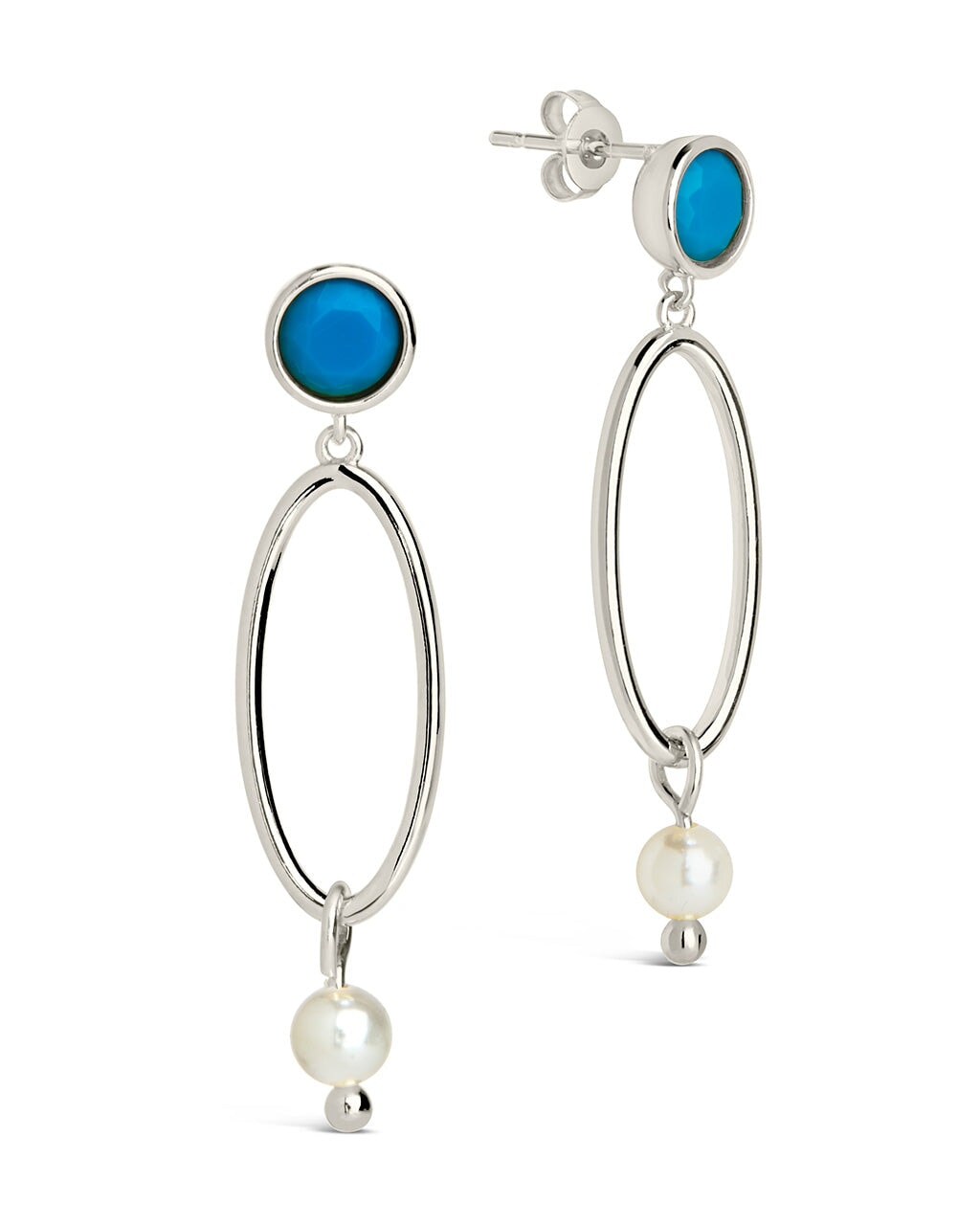 Ula Turquoise & Pearl Drop Stud Earrings by Sterling Forever