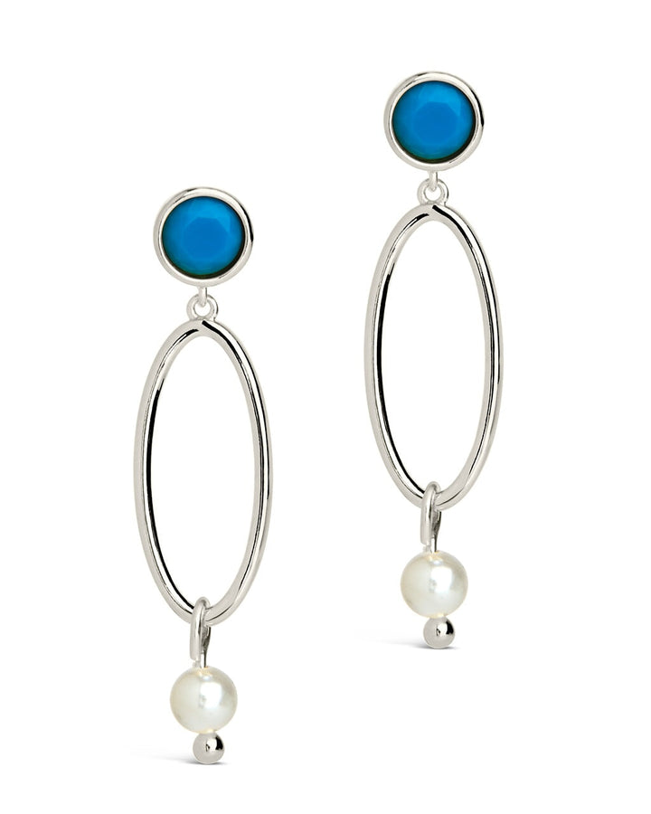 Ula Turquoise & Pearl Drop Stud Earrings by Sterling Forever