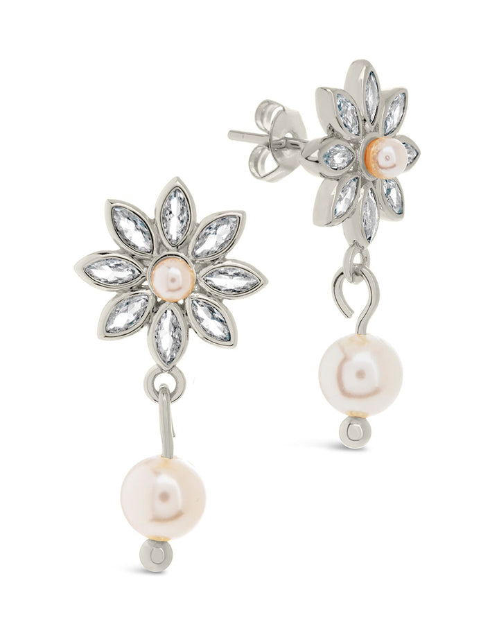 Esti CZ Flower & Pearl Drop Stud Earrings by Sterling Forever