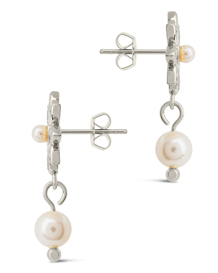 Esti CZ Flower & Pearl Drop Stud Earrings by Sterling Forever