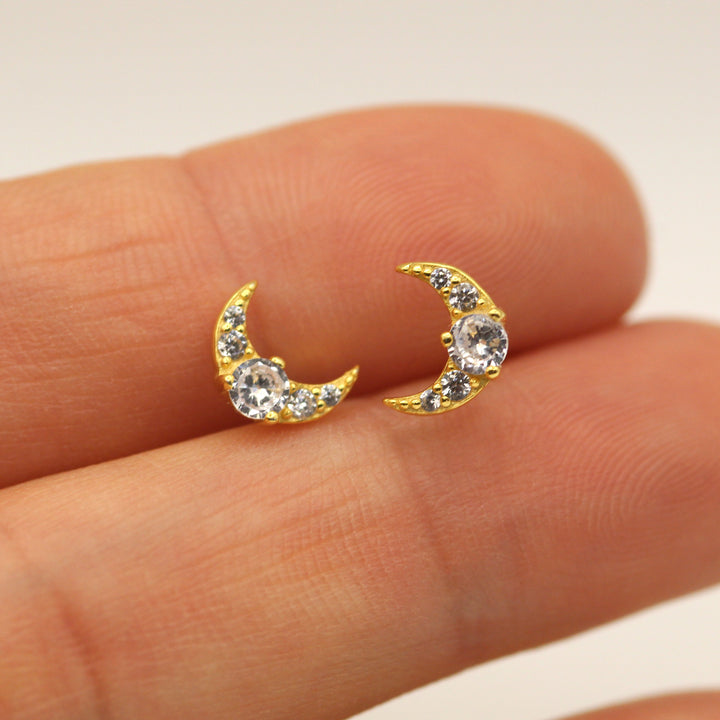 Shiny Cresent Moon Silver Earrings by VicStonenNYC Fine Jewelry