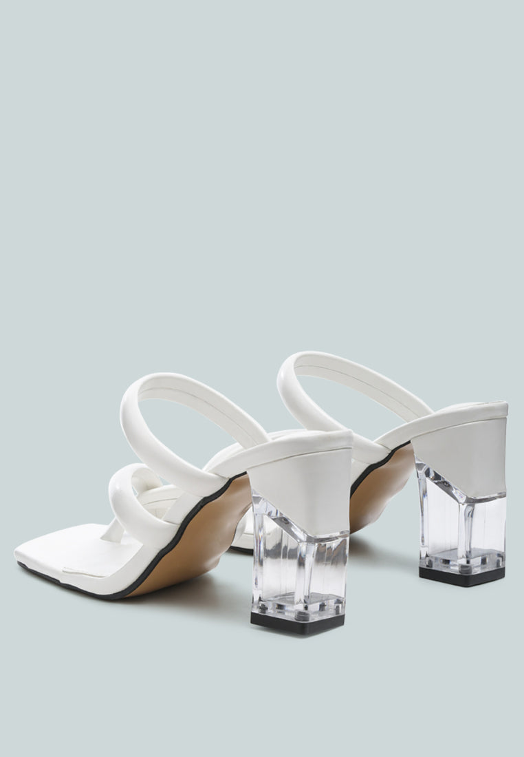 erised clear block heel cross strap sandals by London Rag