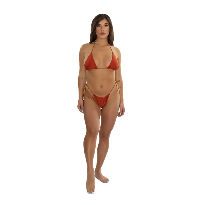 Freya Bikini Top / Metallic+ Orange by East x East