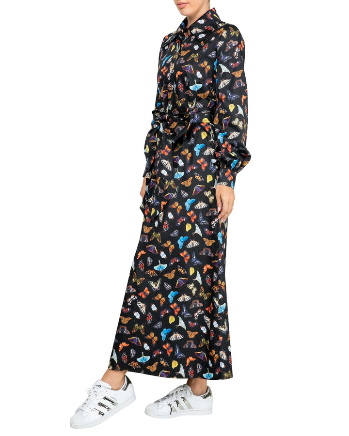 The Butterfly Shirt Maxi Dress - Black by Meghan Fabulous