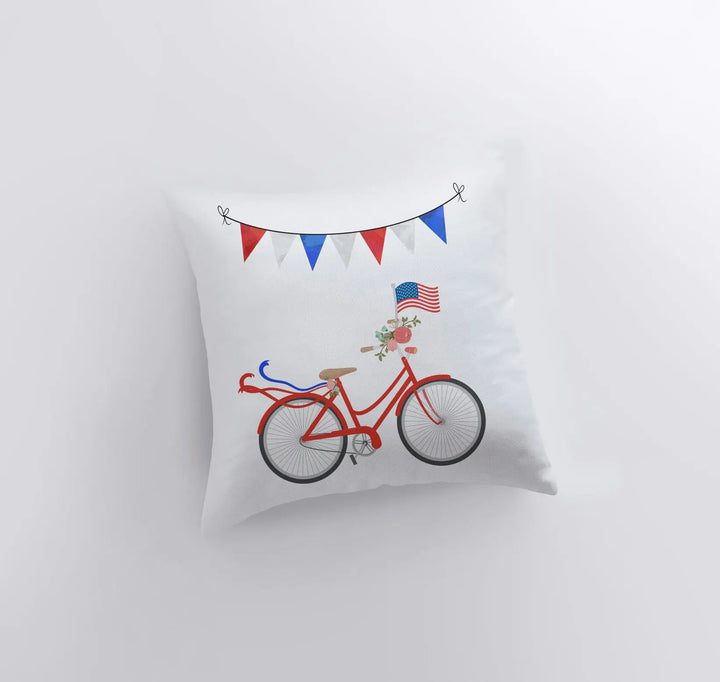 Fourth of July Bike | Pillow Cover | Memorial Gift | Home Decor | Freedom Pillow | Pillow | Farmhouse Decor | Throw Pillows | Bedroom Decor by UniikPillows