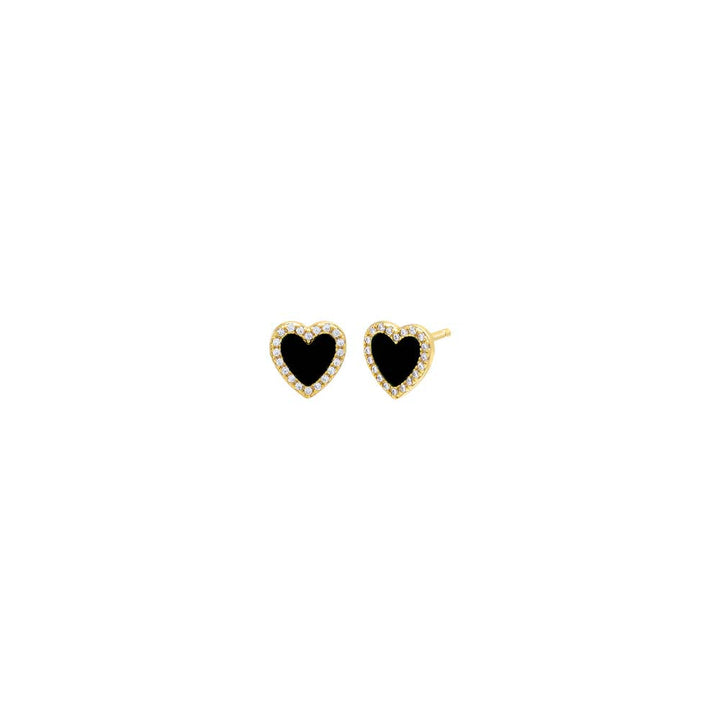 Colored Stone Pavé Heart Stud Earring by By Adina Eden