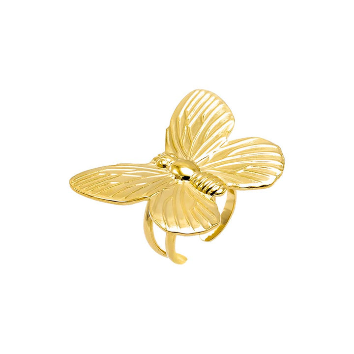 Solid Ridged Butterfly Statement Ring by By Adina Eden