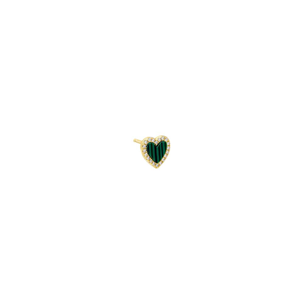 Colored Stone Pavé Heart Stud Earring by By Adina Eden