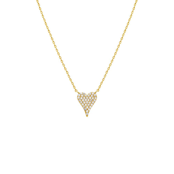 Pave CZ Elongated Heart Necklace by By Adina Eden