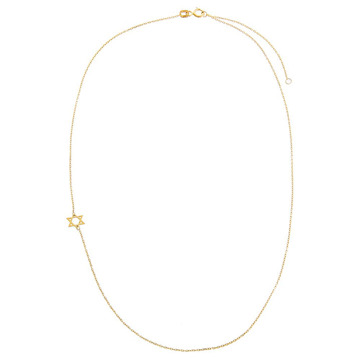 Solid Sideways Star of David Necklace 14K by By Adina Eden