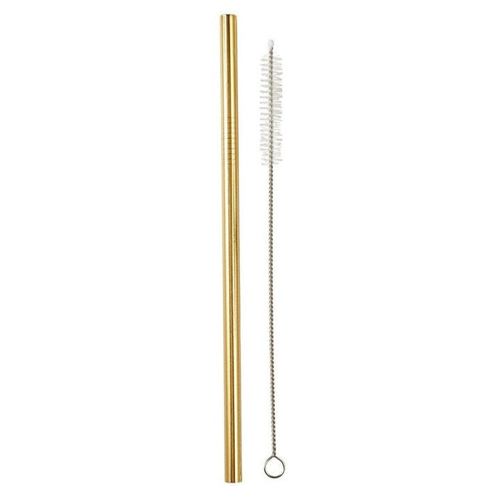 Gold Stainless Steel Straw And Brush Set in Bag | Eco-Friendly and Reusable | Giftable by The Bullish Store